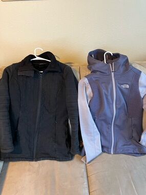 The North Face Black Quilted Jacket & Purple Hooded Fleece Jacket